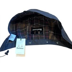 Barbour Waxed Hood Tartan Lined Snap On Hood NWT